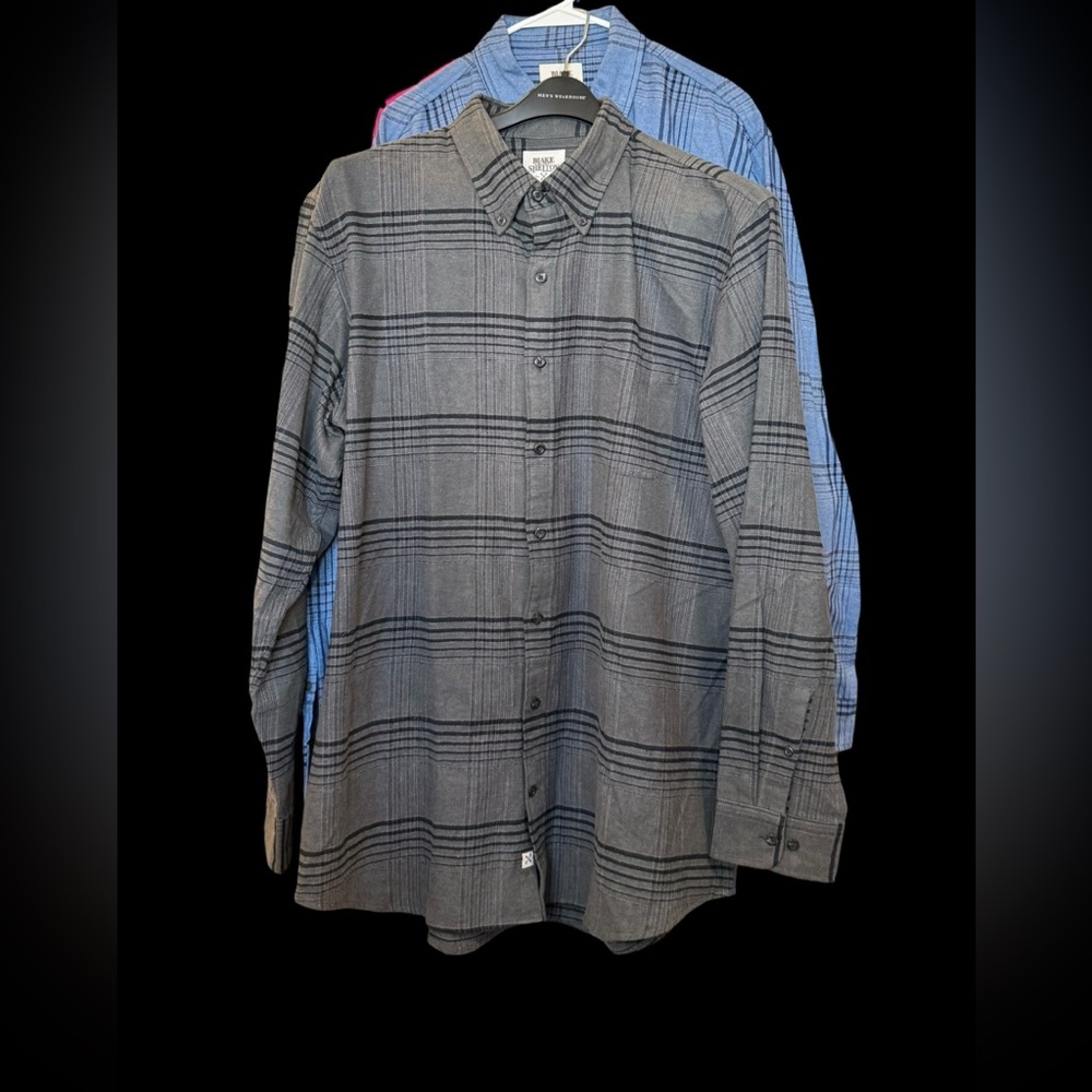 Blake Shelton X Lands’ End Plaid Flannel Button-Down Shirts XXLT Lot 2 - Picture 2 of 15